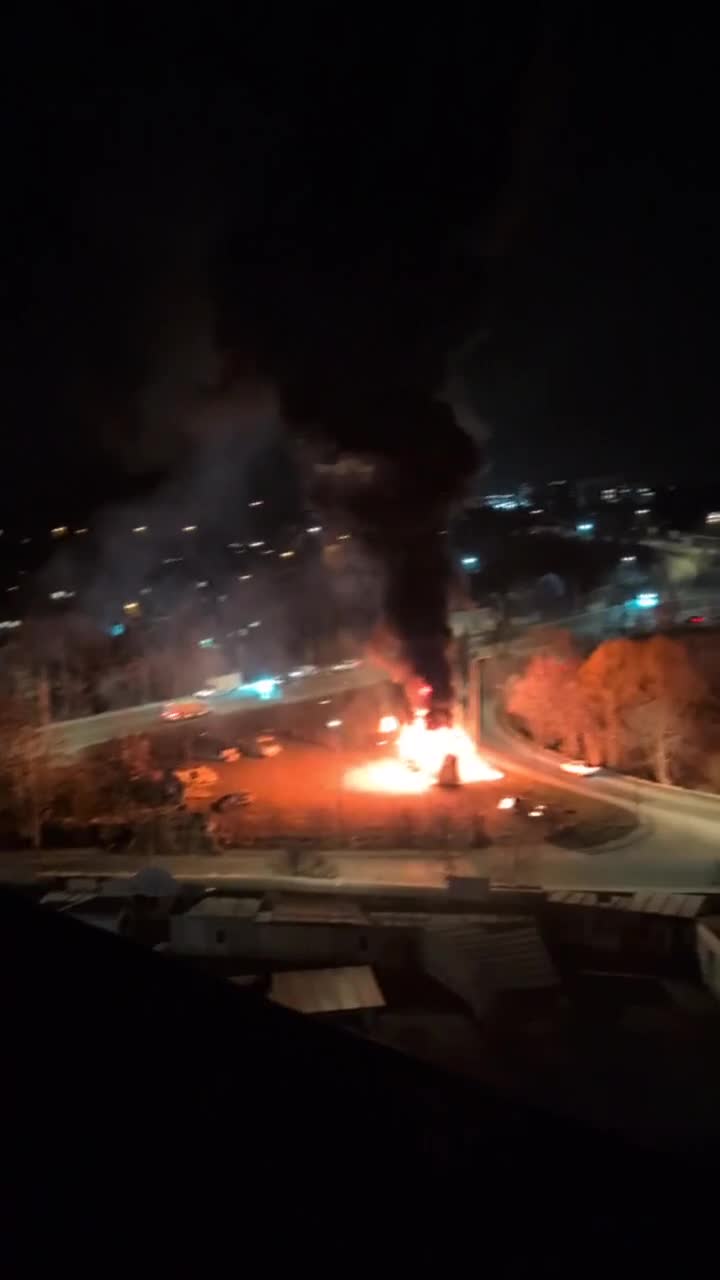 A bus caught fire in Lviv, explosion was audible prior to it