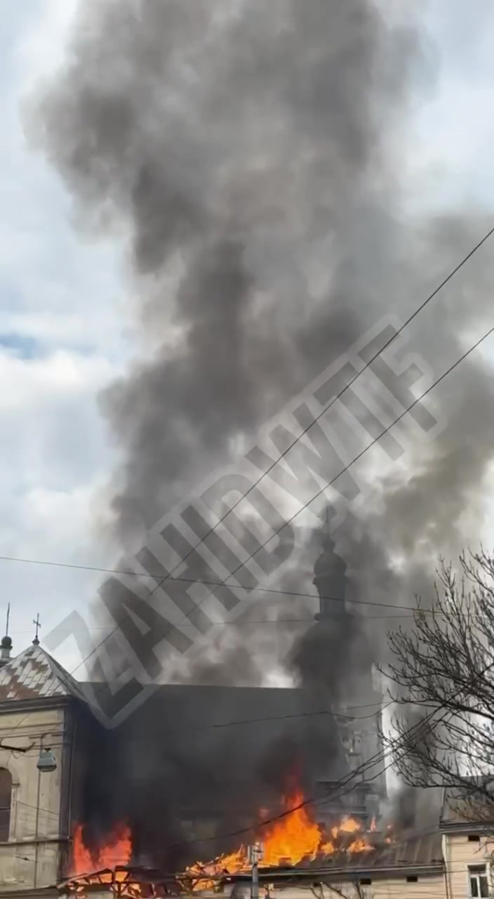 Fire in central part of Lviv as result of a drone strike