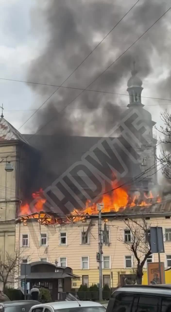 Fire in central part of Lviv as result of a drone strike