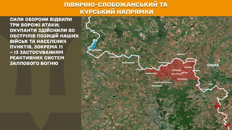 At Kursk and North Slobozhansky(Sumy) direction Ukrainian forces have repelled 3 Russian army assaults, - General Staff of Armed Forces of Ukraine reports