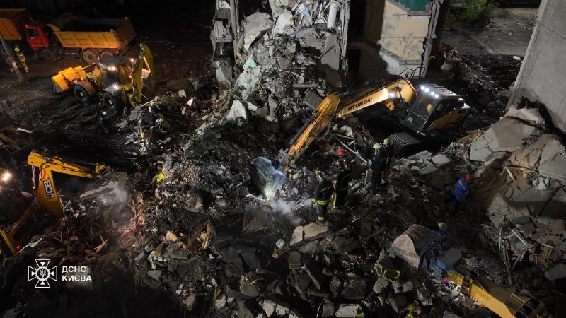 Death toll of Russian missile strike at the residential house in Kyiv yesterday increased to 24 killed, 48 more wounded. Search and rescue operation continues 