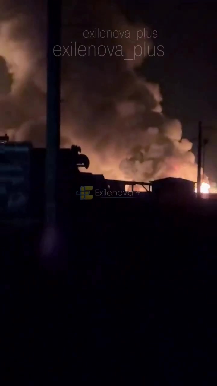 Fires after drones raid in occupied Henichesk of Kherson region