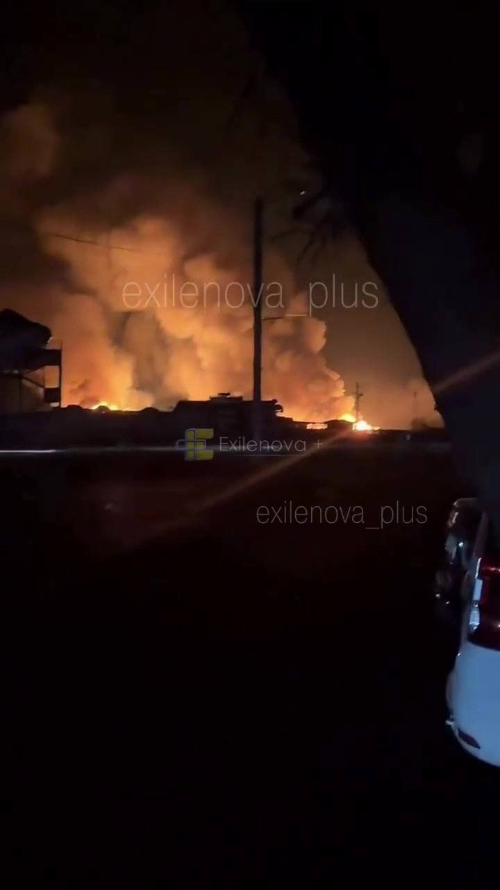Fires after drones raid in occupied Henichesk of Kherson region