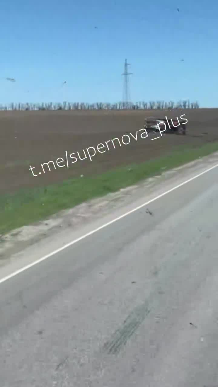 Video published showing targeted fuel trucks at Mariupol-Taganrog hihghway