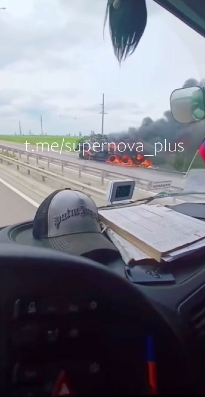 Video published showing targeted fuel trucks at Mariupol-Taganrog hihghway