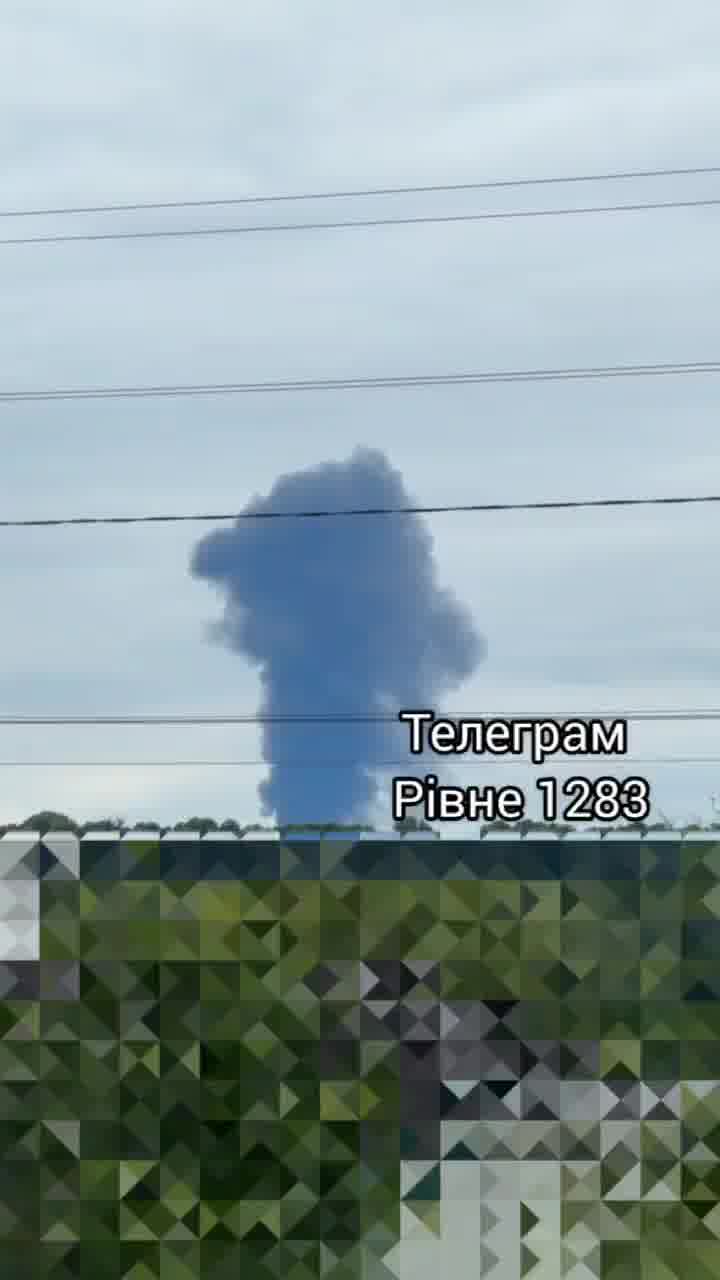 Smoke is rising after private enterprise was attacked with drones in Rivne