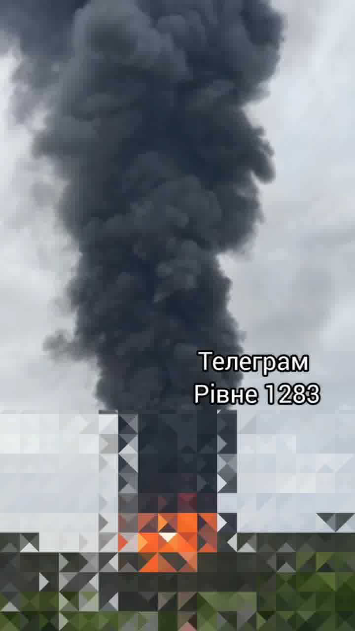 Smoke is rising after private enterprise was attacked with drones in Rivne