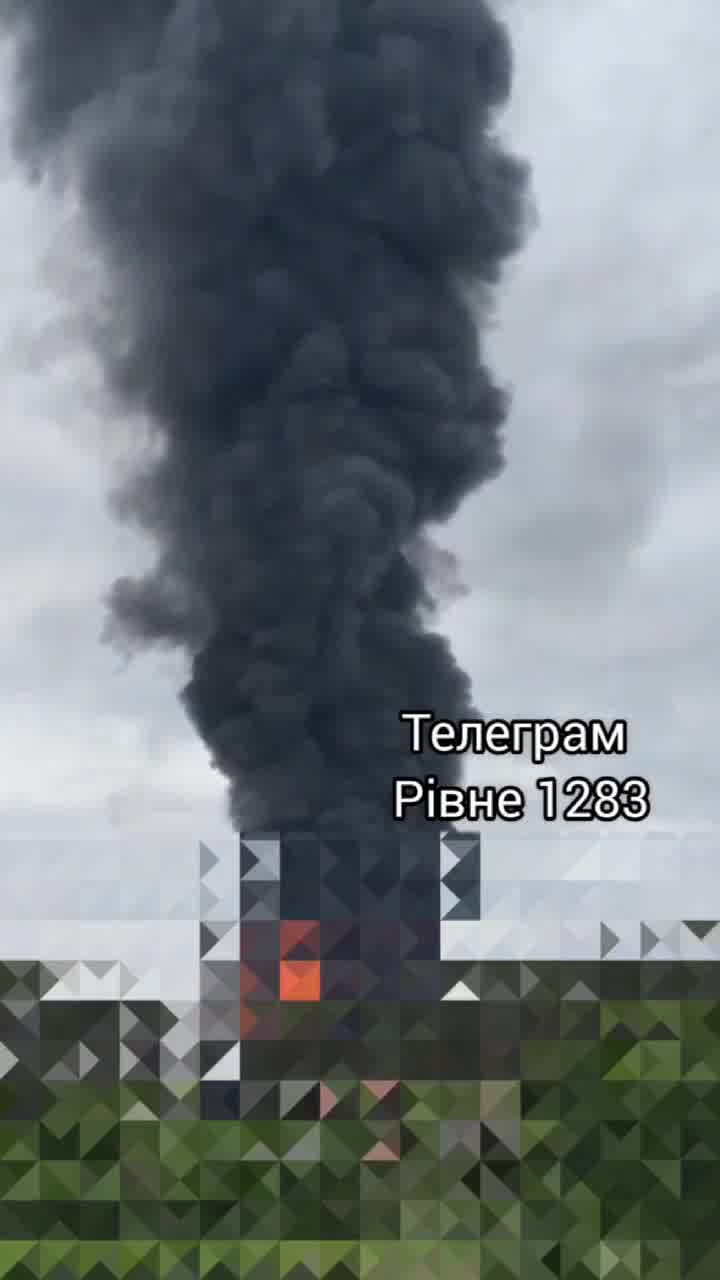 Smoke is rising after private enterprise was attacked with drones in Rivne