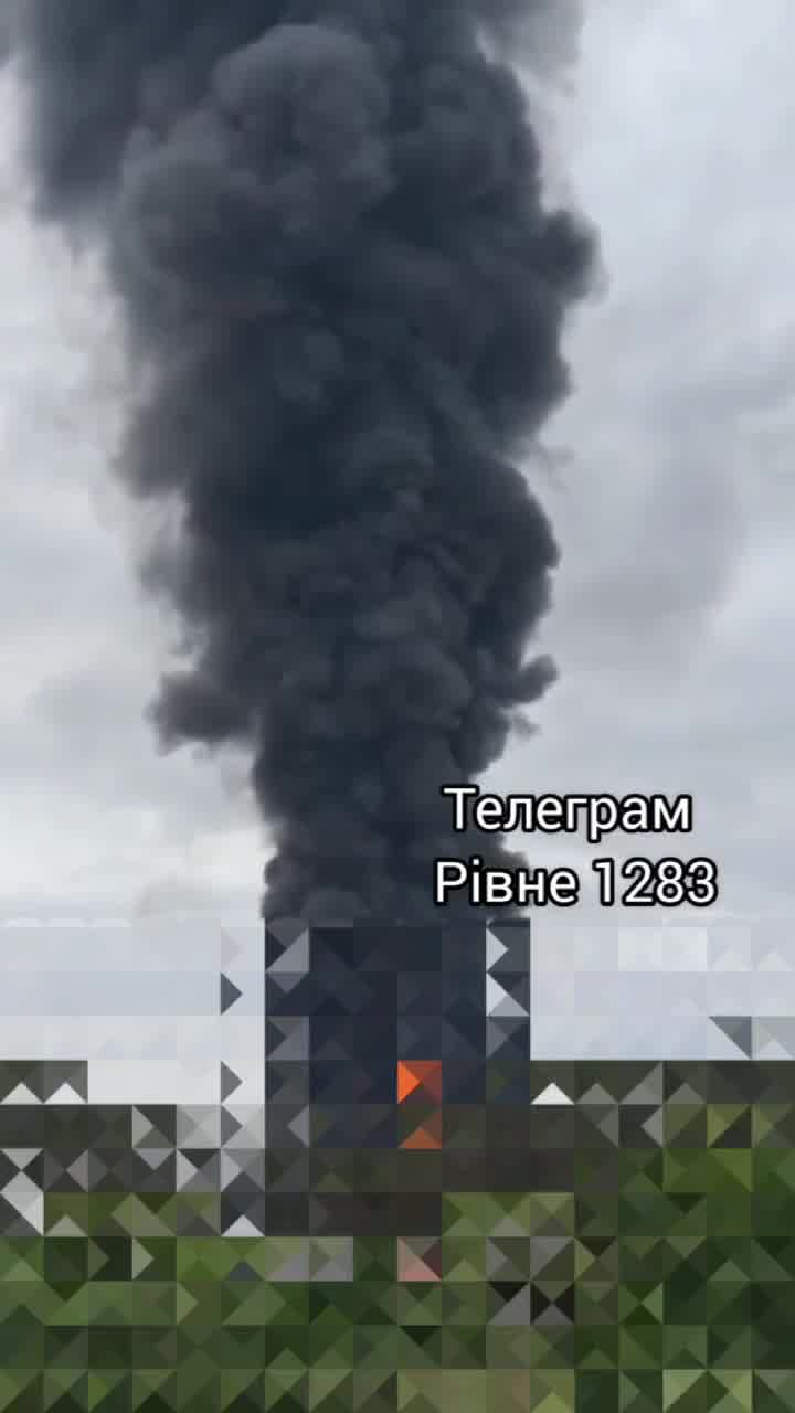 Smoke is rising after private enterprise was attacked with drones in Rivne
