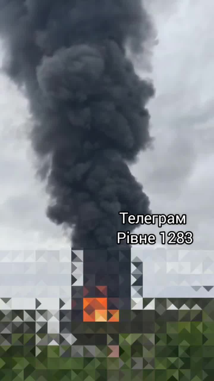 Smoke is rising after private enterprise was attacked with drones in Rivne