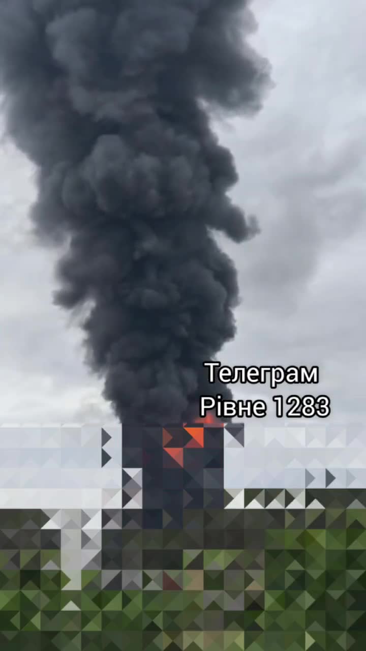 Smoke is rising after private enterprise was attacked with drones in Rivne