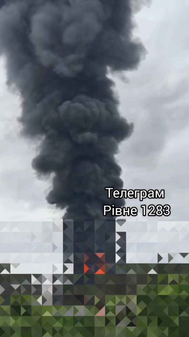 Smoke is rising after private enterprise was attacked with drones in Rivne