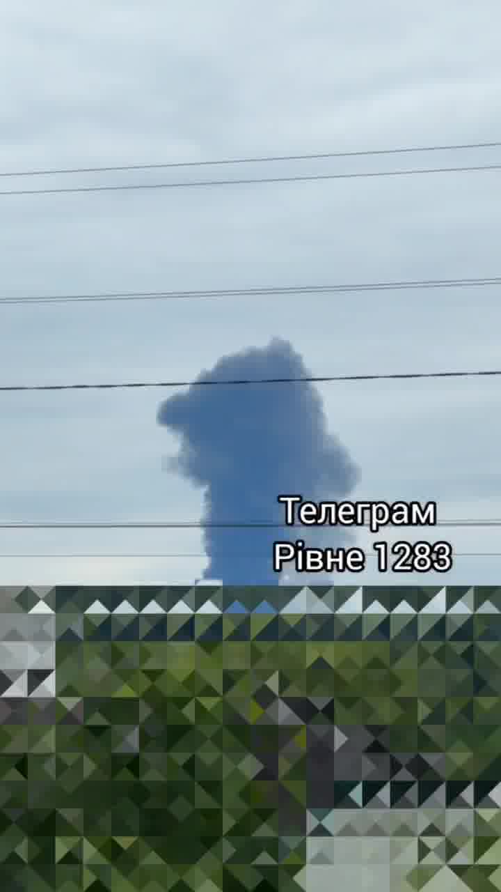 Smoke is rising after private enterprise was attacked with drones in Rivne