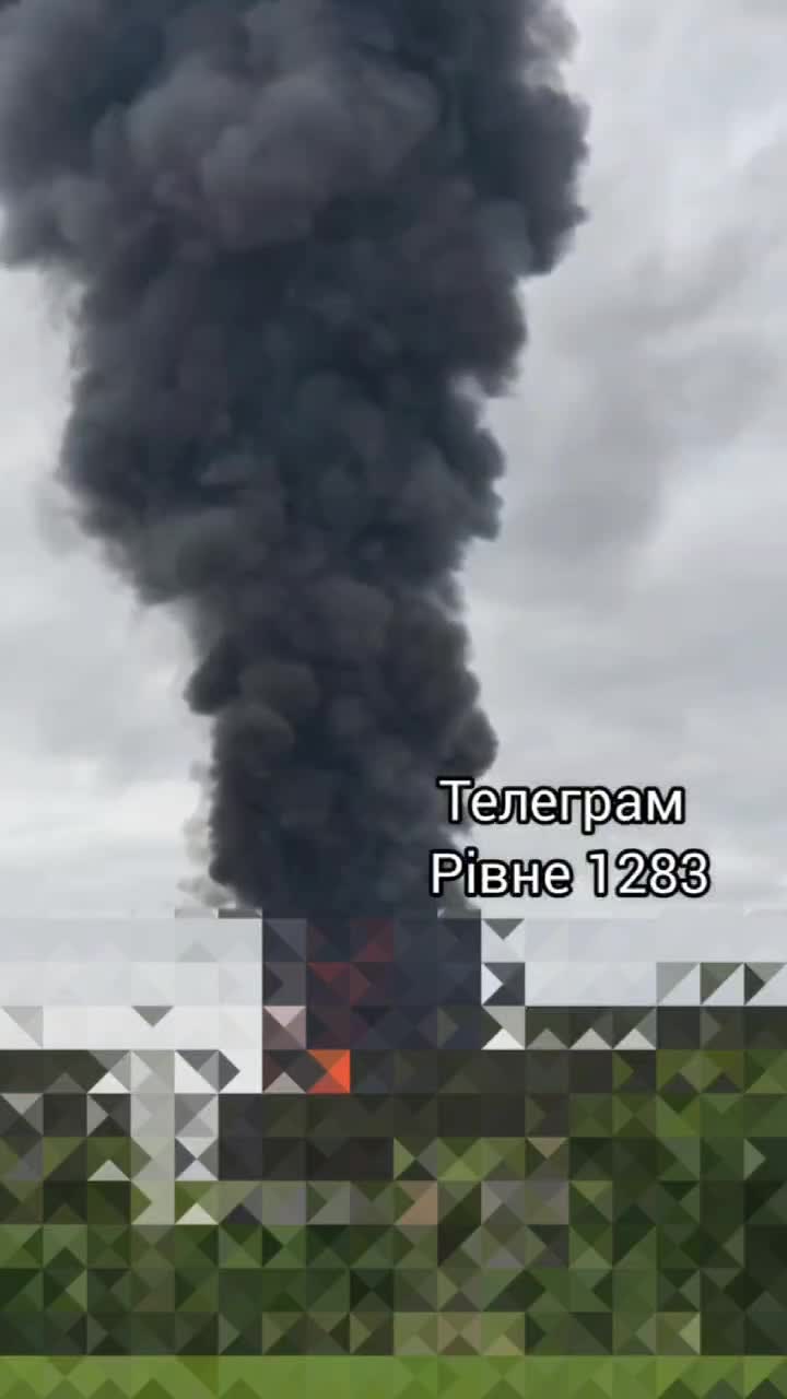 Smoke is rising after private enterprise was attacked with drones in Rivne