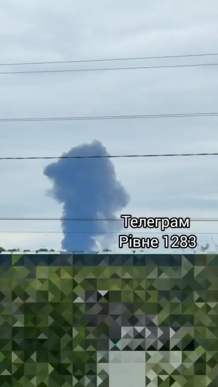 Smoke is rising after private enterprise was attacked with drones in Rivne