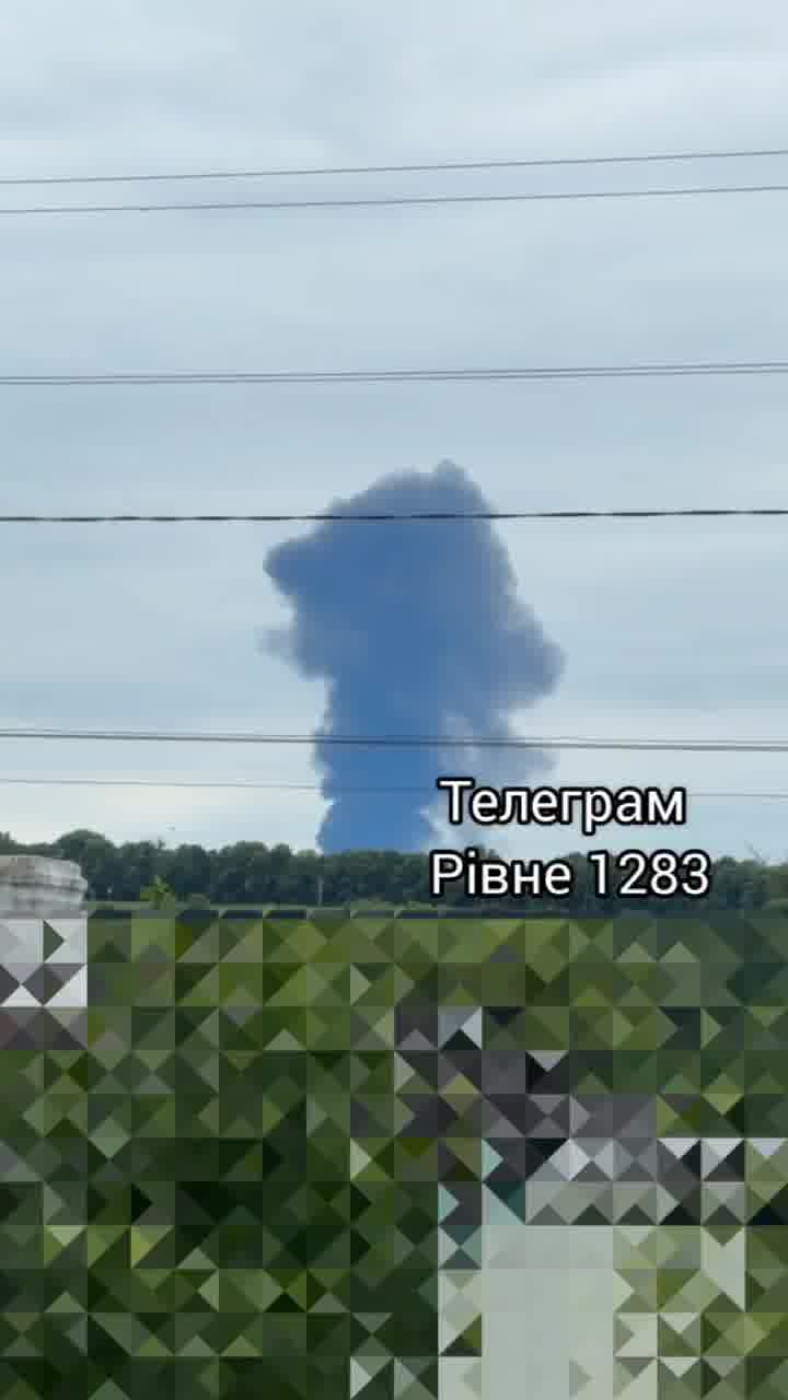 Smoke is rising after private enterprise was attacked with drones in Rivne