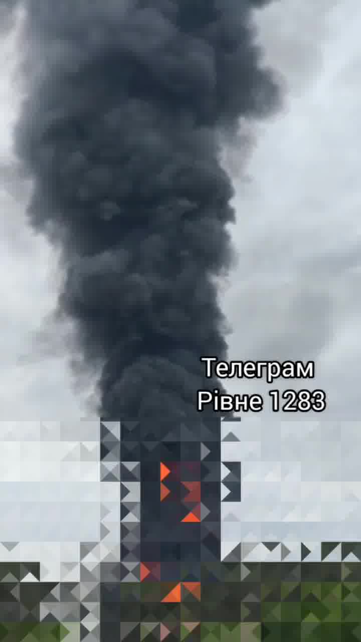 Smoke is rising after private enterprise was attacked with drones in Rivne