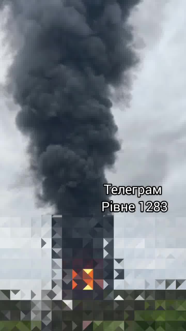 Smoke is rising after private enterprise was attacked with drones in Rivne