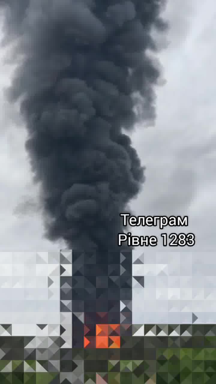 Smoke is rising after private enterprise was attacked with drones in Rivne