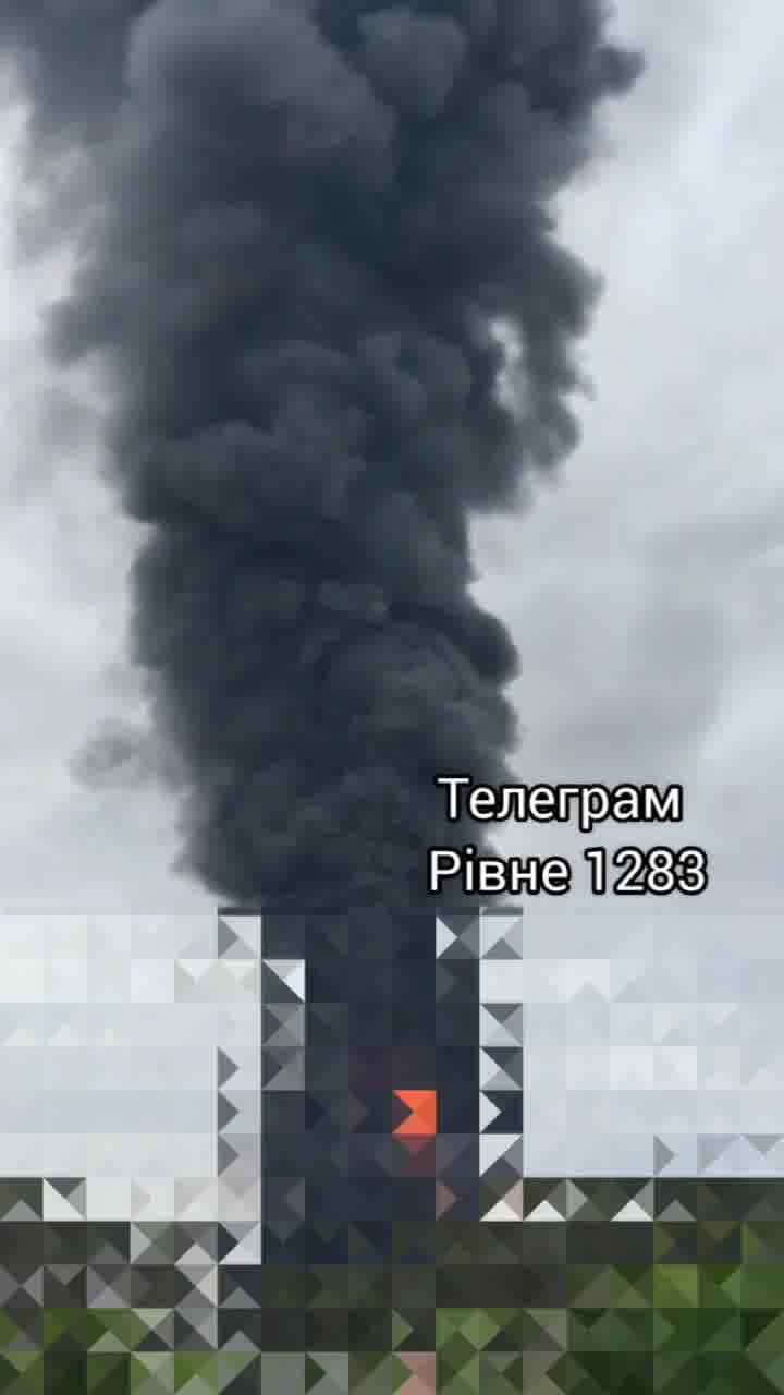 Smoke is rising after private enterprise was attacked with drones in Rivne