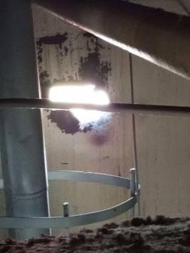 Images showing impact of the drone at the 6th unit of Zaporizhzhia Nuclear Power Plant