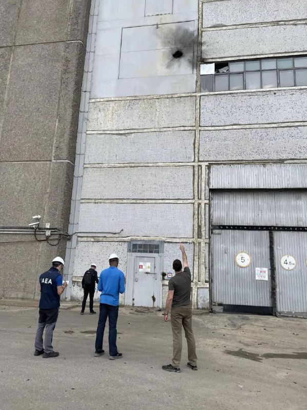Images showing impact of the drone at the 6th unit of Zaporizhzhia Nuclear Power Plant