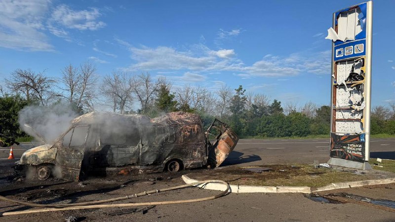 Drone hit a car in Balakliia community