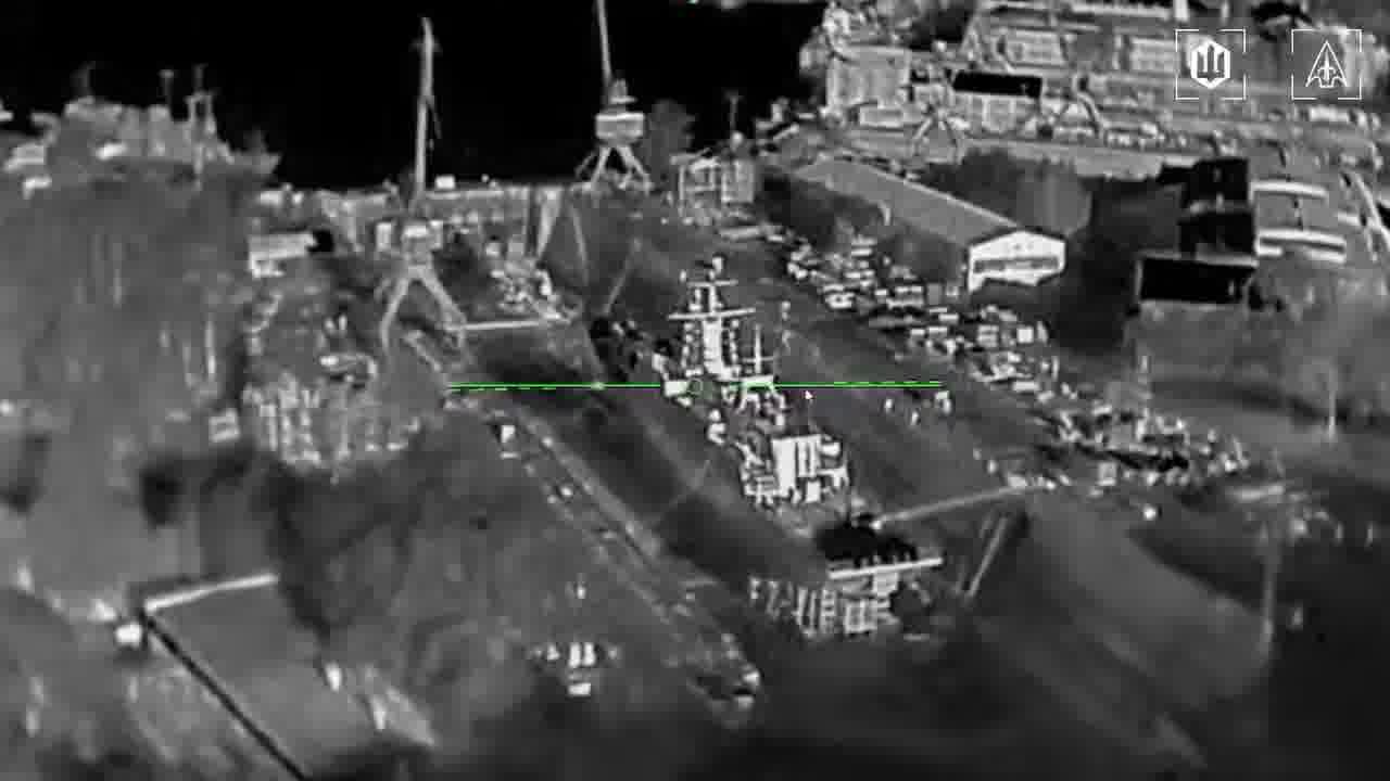 Ukrainian drones hit a Steregushchy-class corvette of the Russian Navy Boikiy in Kronshtadt, Saint-Petersburg