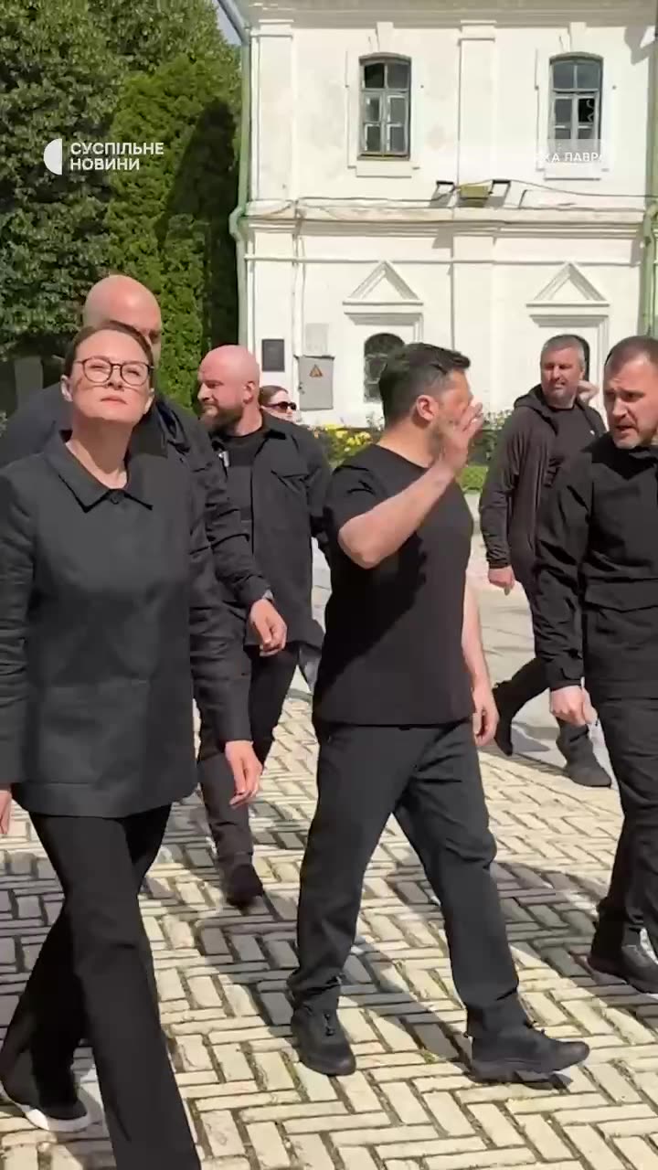 President Zelensky and PM Sviridenko has visited site of the Russian attack at Kyiv-Pechersk Lavra