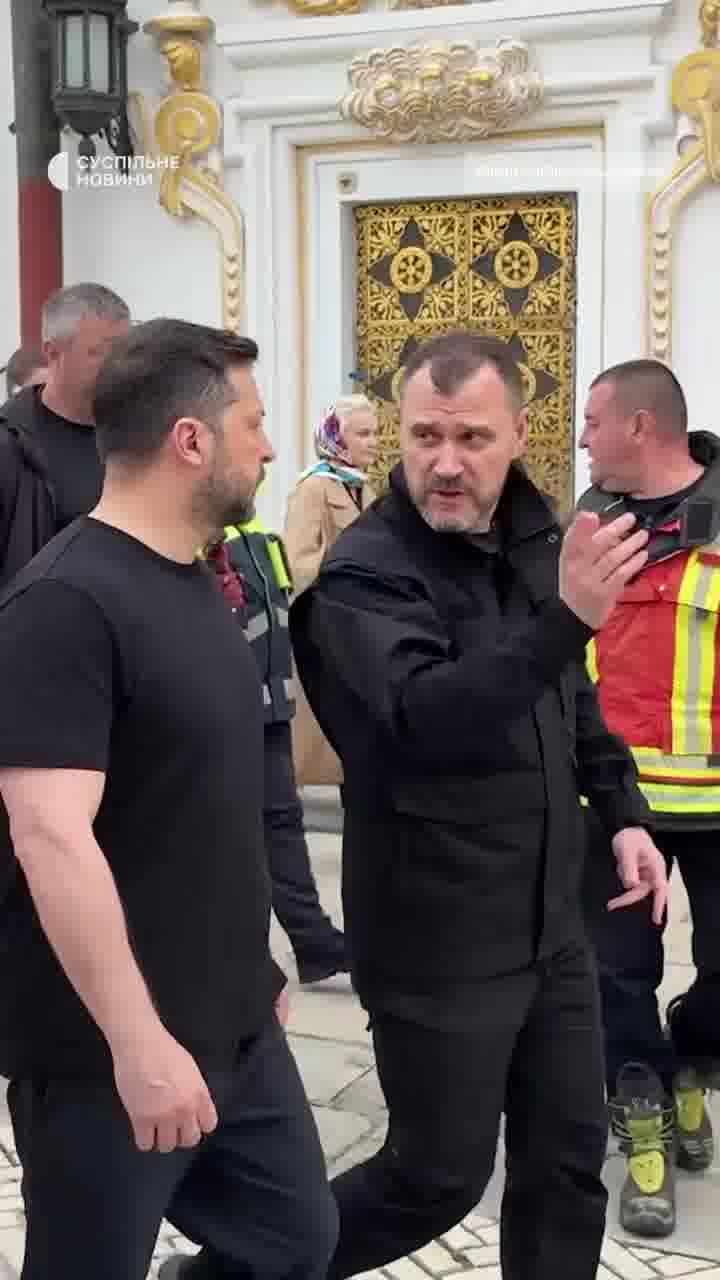 President Zelensky and PM Sviridenko has visited site of the Russian attack at Kyiv-Pechersk Lavra