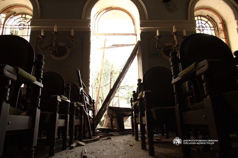 Damage to historical church in Dnipro city as result of Russian attack