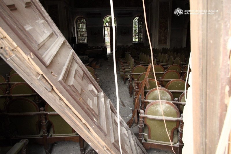 Damage to historical church in Dnipro city as result of Russian attack