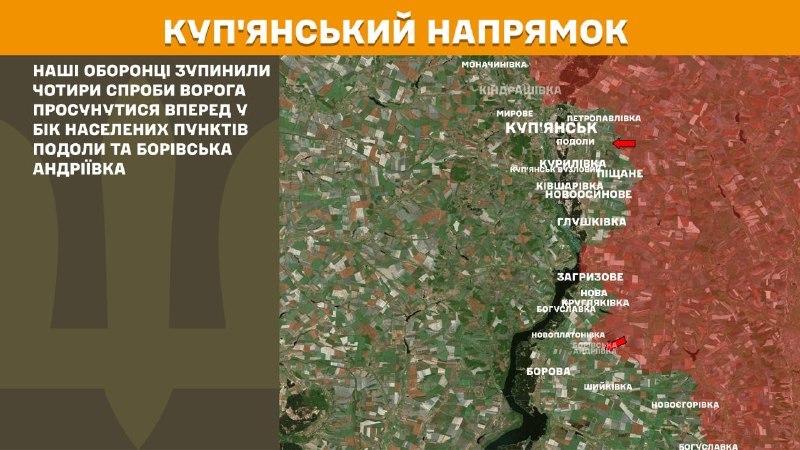 At Kupyansk direction clashes yesterday near Podoly and Borivska Andriyivka, - General Staff of Armed Forces of Ukraine reports