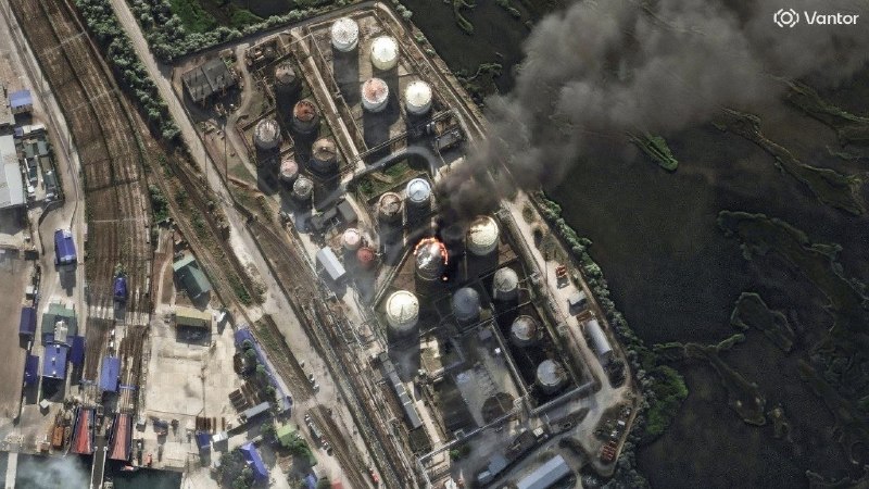 Satellite images of the consequences of recent Ukrainian drone strikes published by Vantor