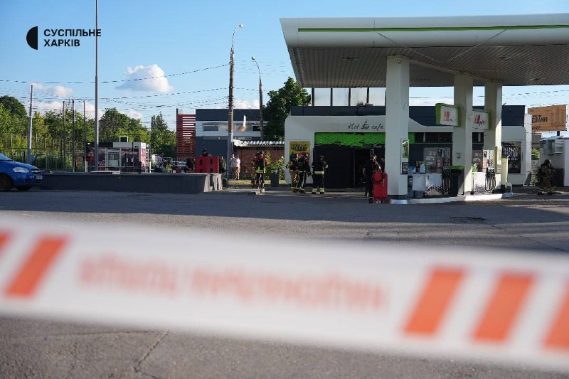 Drones strike at the fuel station in Schevchenkivskyi district of Kharkiv
