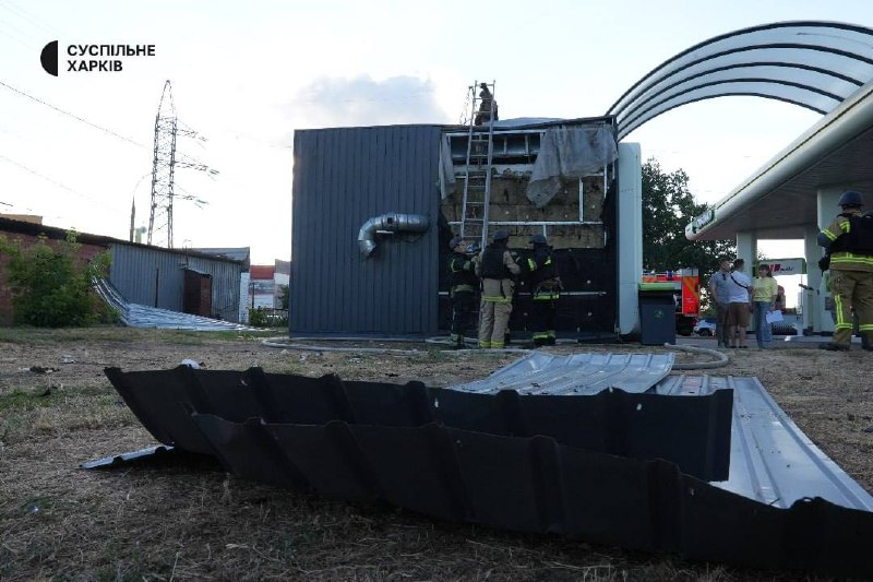 Drones strike at the fuel station in Schevchenkivskyi district of Kharkiv