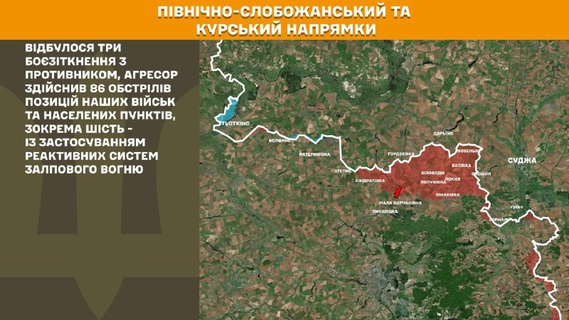 In Richtung Kursk und Nord-Slobozhansky (Sumy) haben ukrainische Streitkräfte drei Angriffe der russischen Armee abgewehrt, berichtet der Generalstab der Streitkräfte der Ukraine