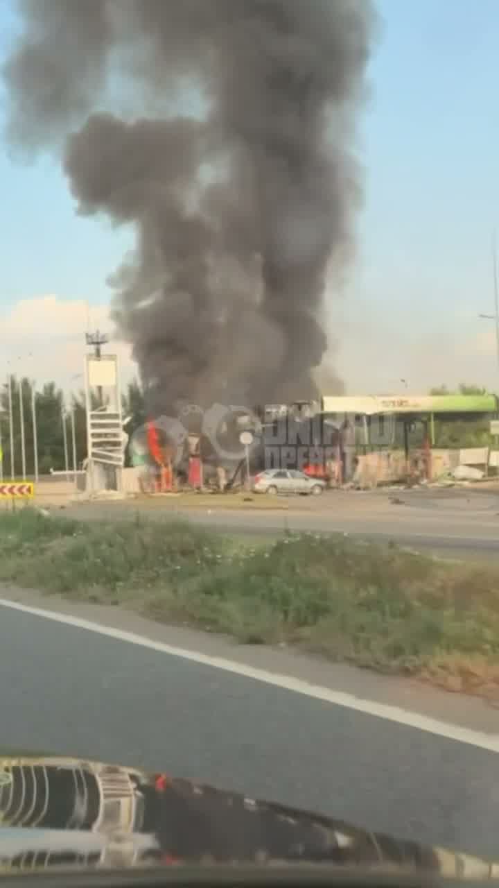 Drone hit at the fuel station near Krynychky, Dnipropetrovsk region