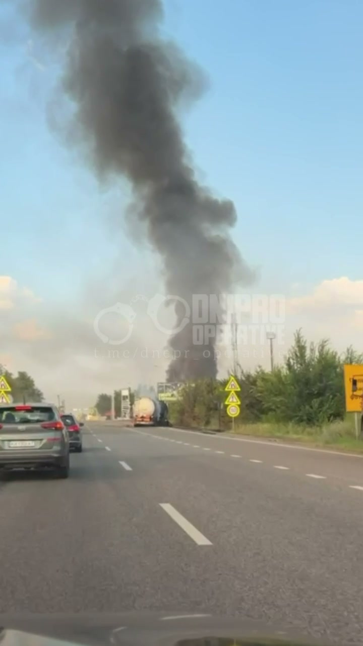Drone hit at the fuel station near Krynychky, Dnipropetrovsk region