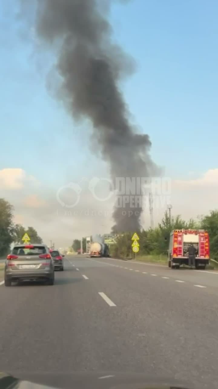 Drone hit at the fuel station near Krynychky, Dnipropetrovsk region