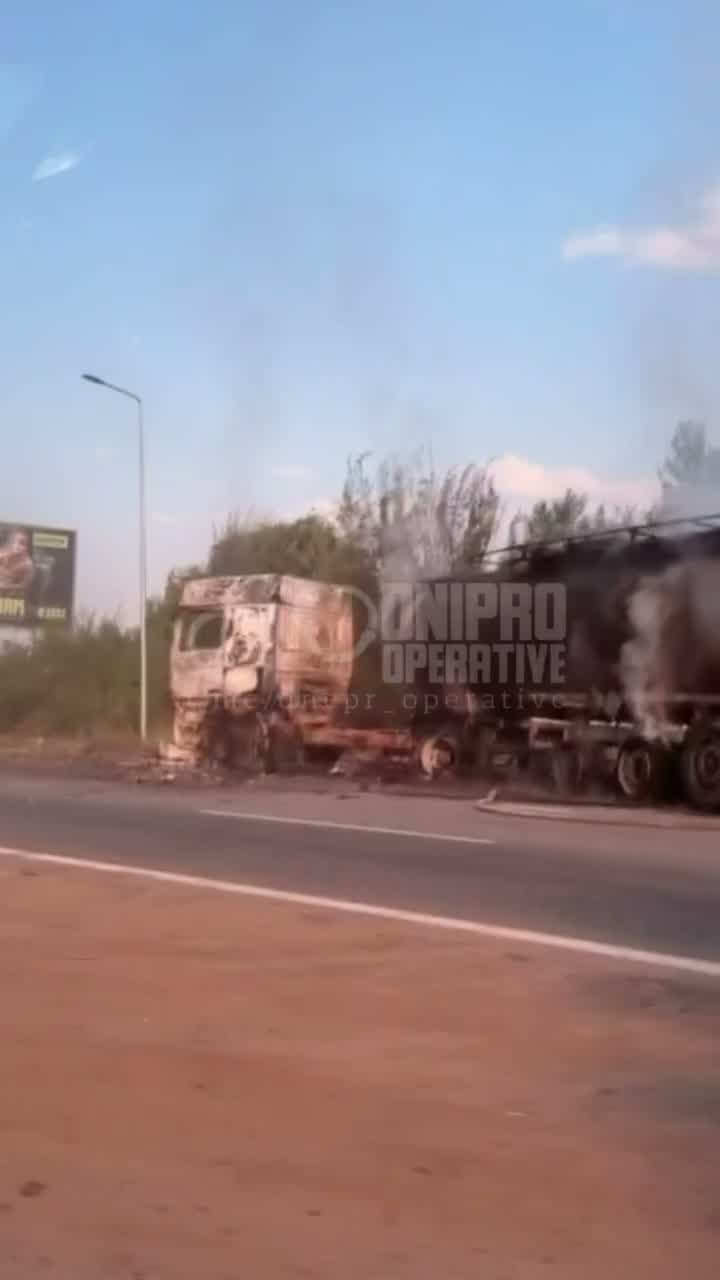 Drone hit at the fuel station near Krynychky, Dnipropetrovsk region