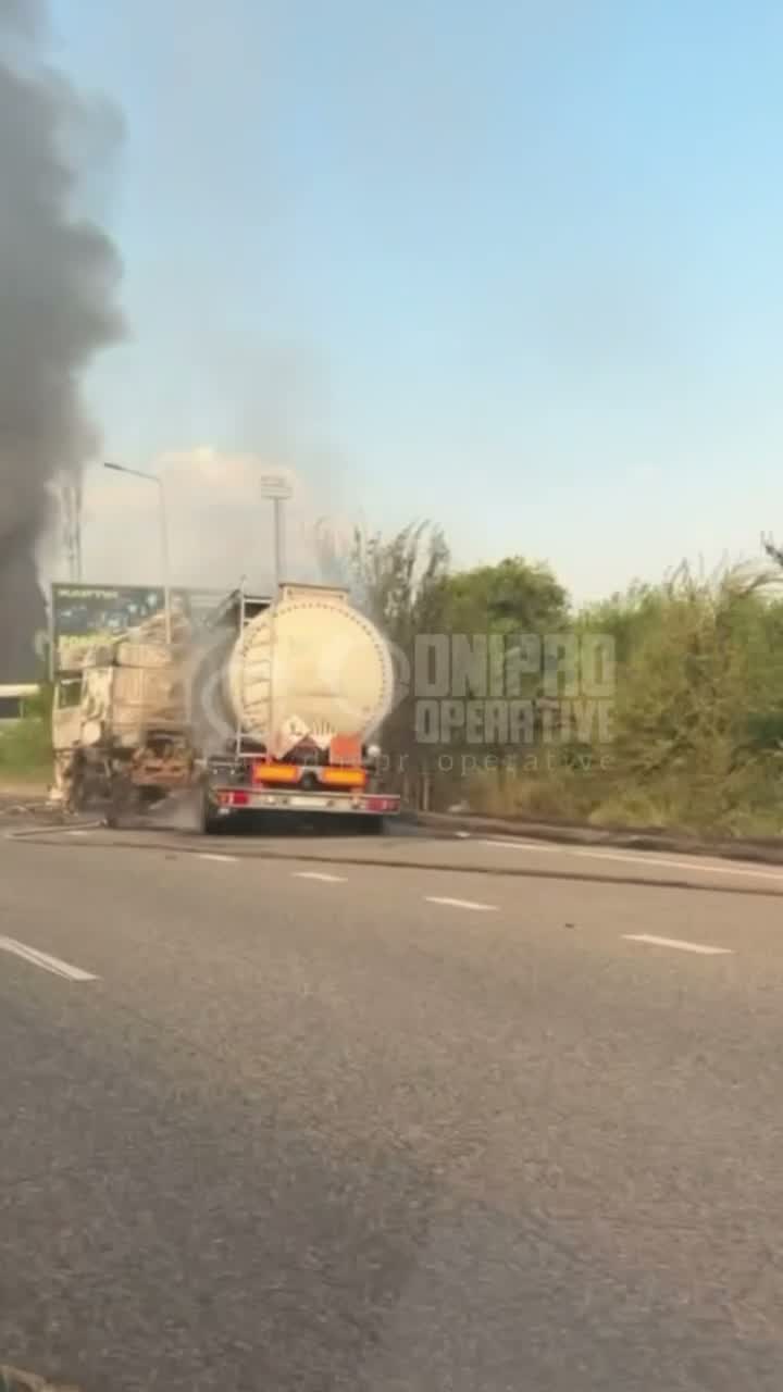 Drone hit at the fuel station near Krynychky, Dnipropetrovsk region
