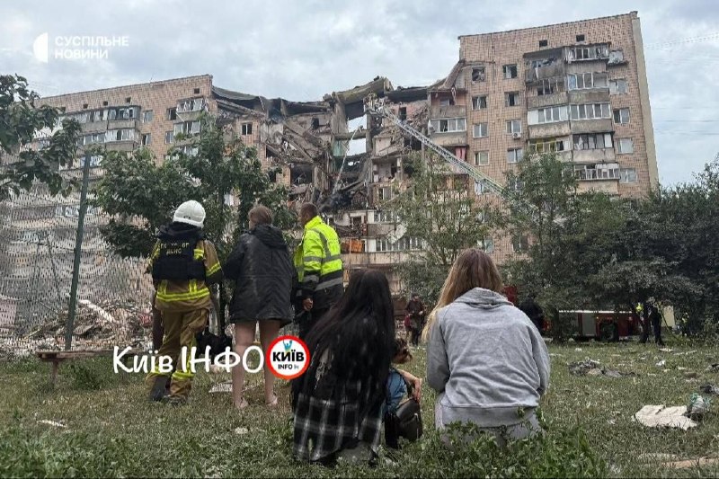 Residential house destoyed as result of Russian missile strike in Podilskyi district of Kyiv