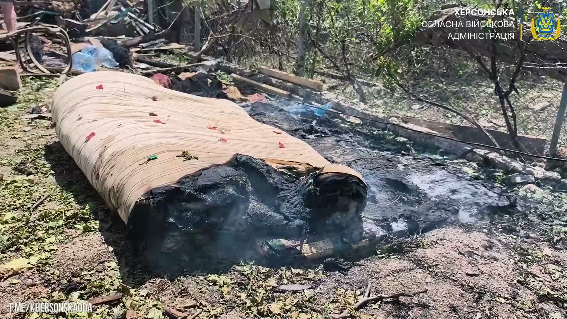 Several houses destroyed as result of Russian airstrikes in Zelenivka village near Kherson