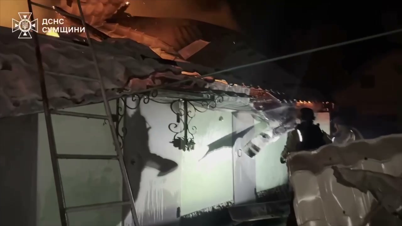 Shostka district: rescuers extinguished a fire in a residential area caused by  Russian UAV attack