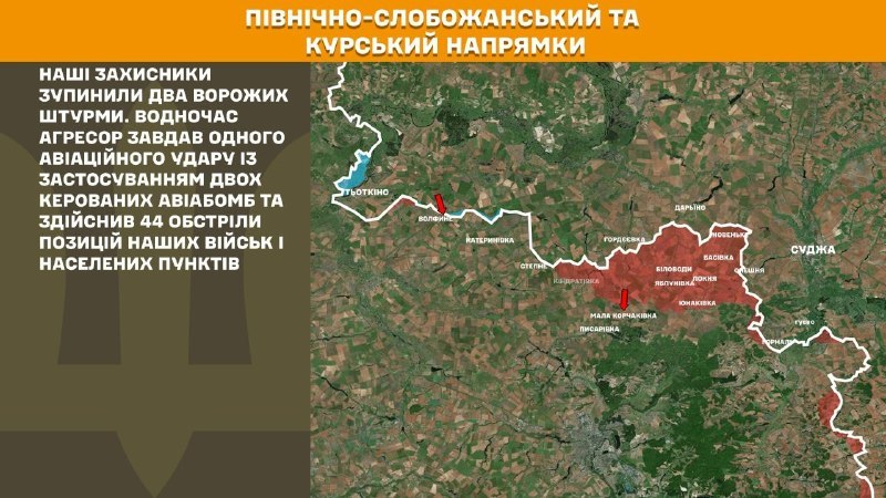 На Курске и Северном Слобожанском (Сумском) направлении украинские войска отразили 2 атаки российской армии, - сообщает Генеральный штаб Вооруженных Сил Украины.