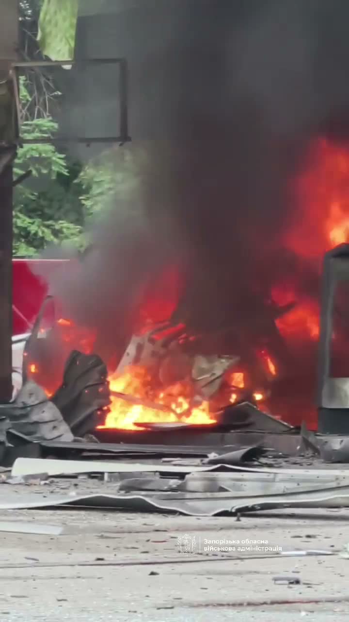 1 person killed, 3 wounded as result of drone strike at the fuel station in Zaporizhzhia