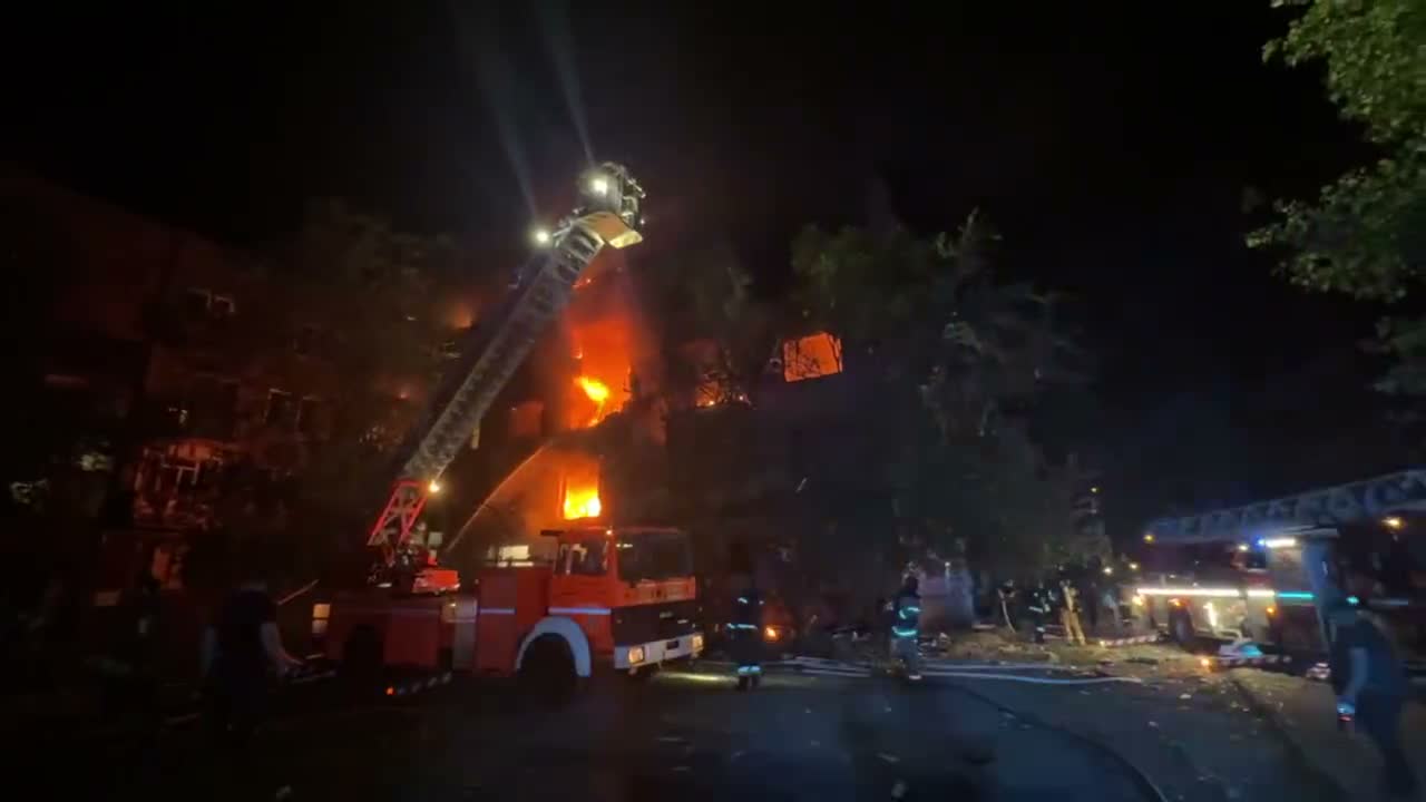 Big fire in residential house in Zaporizhzhia after drone strike
