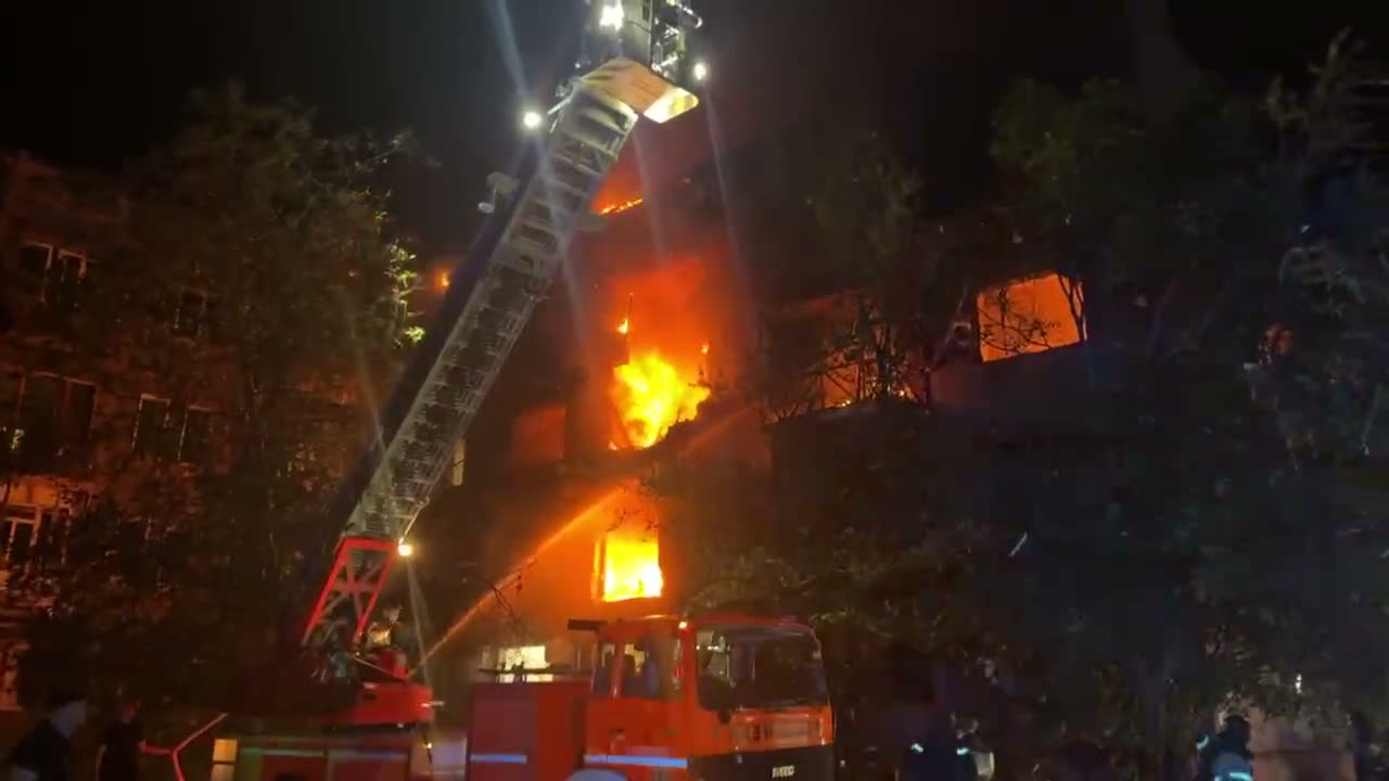 Big fire in residential house in Zaporizhzhia after drone strike