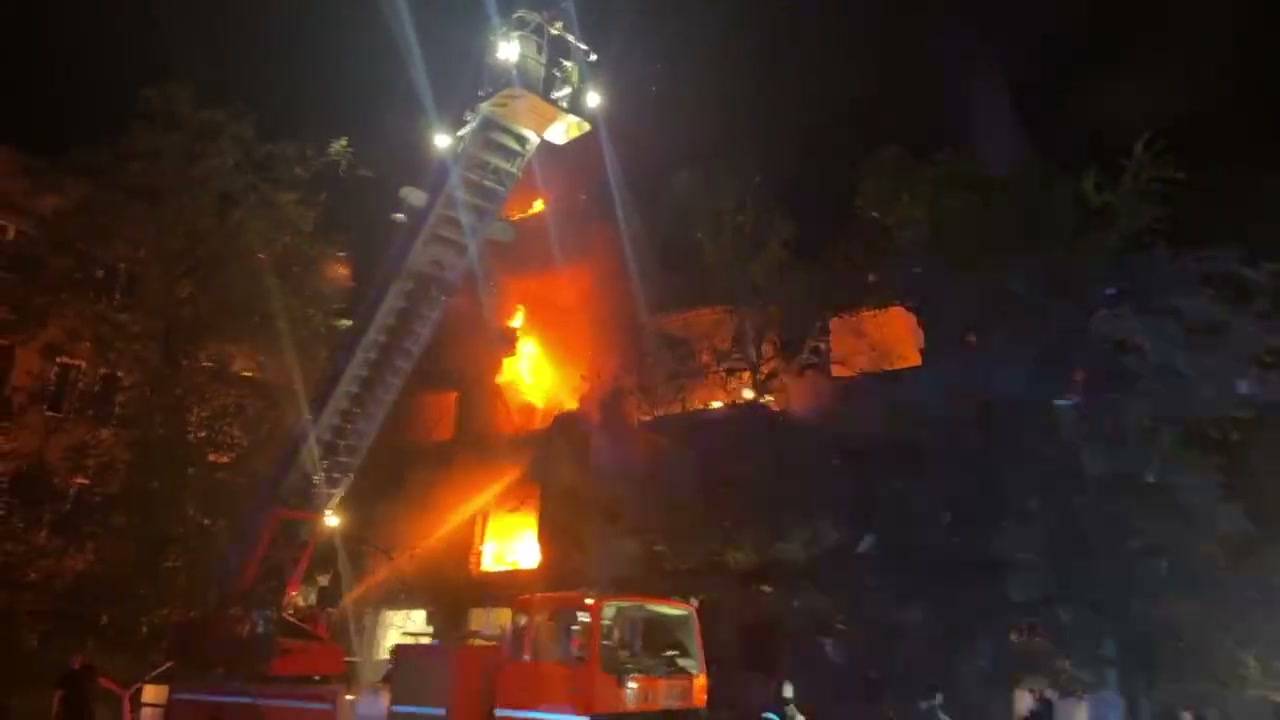 Big fire in residential house in Zaporizhzhia after drone strike